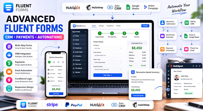 build advanced fluent forms with CRM, payments, and automations