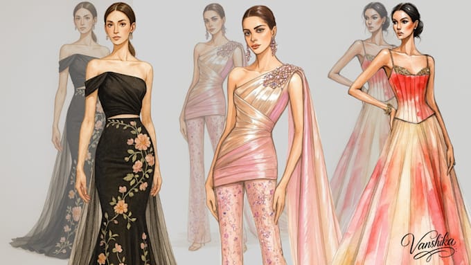 Create high end custom fashion illustrations for brands and designers ...