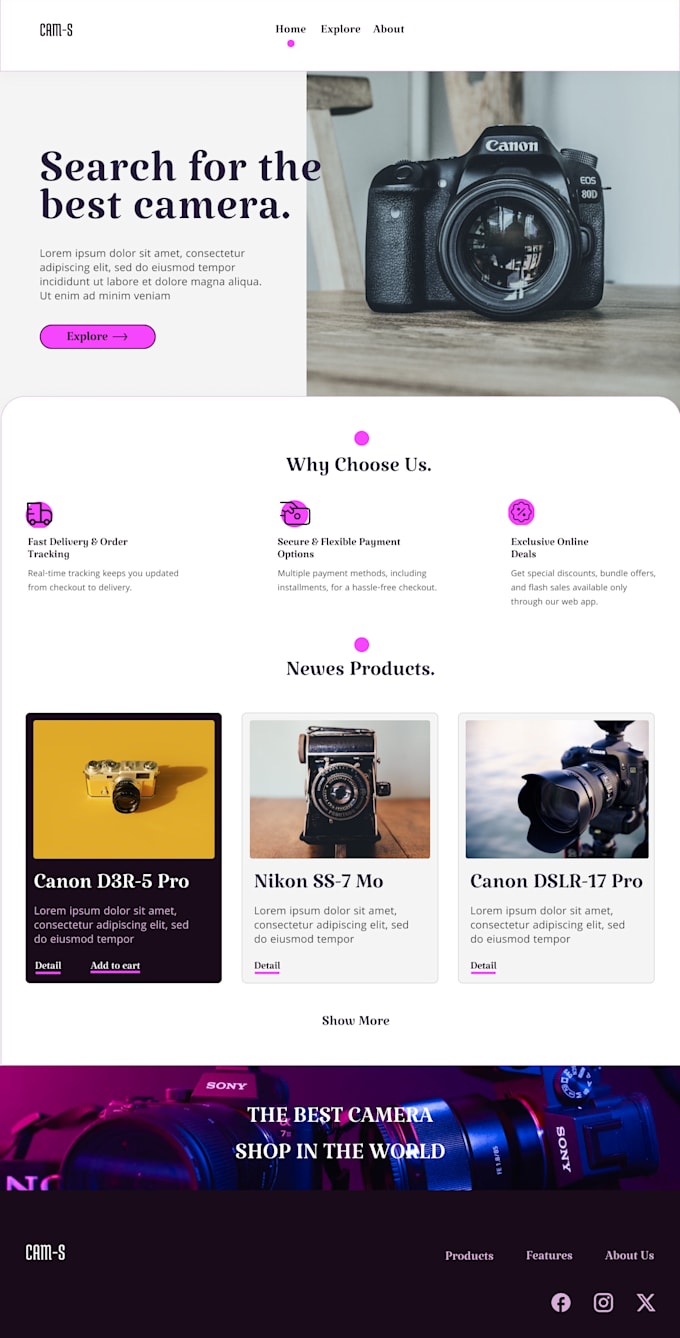 develop your responsive landing page HTML, CSS, javascript
