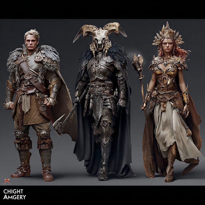 create fantasy character game concept for game or book