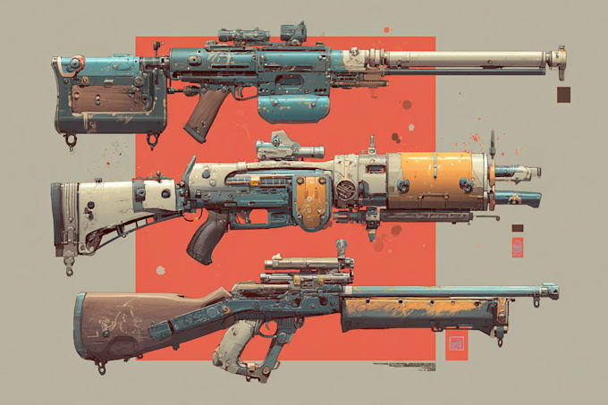 design stunning weapon concept art for games and projects