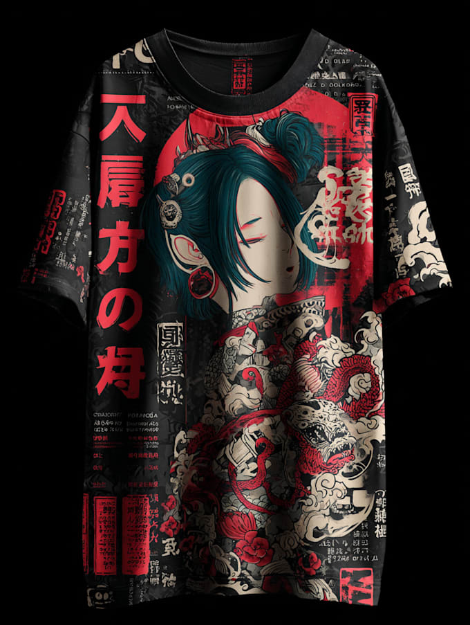 make a japanese t shirt illustration