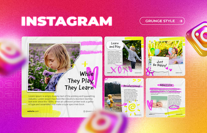 design cute grunge social media post or banner ads design