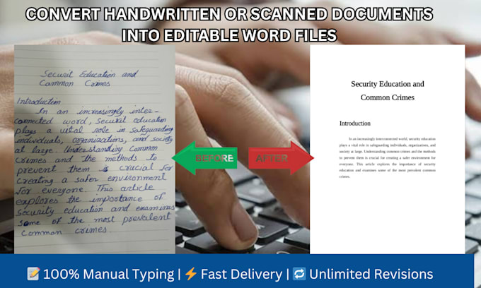 type scanned documents, handwritten text, or pdfs into word