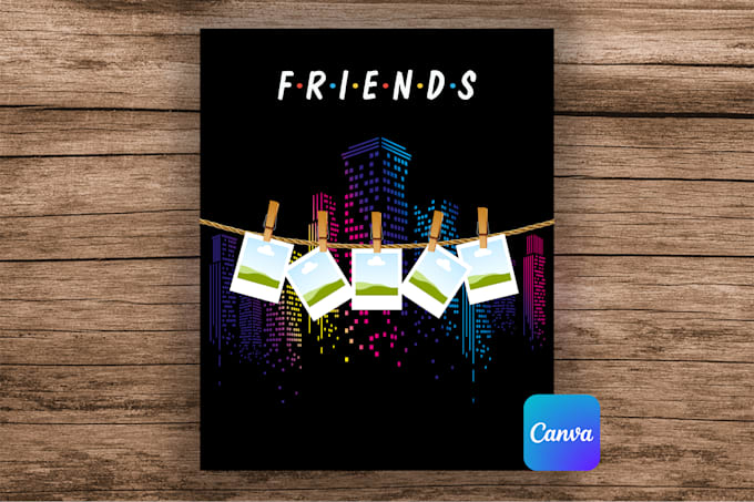 editable friends photo collage template in canva