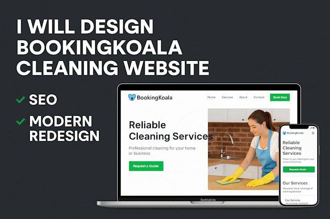build booking koala cleaning service seo website design redesign