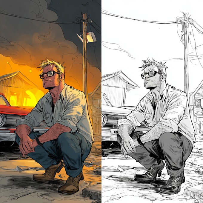 make a graphic novel and comic illustration style