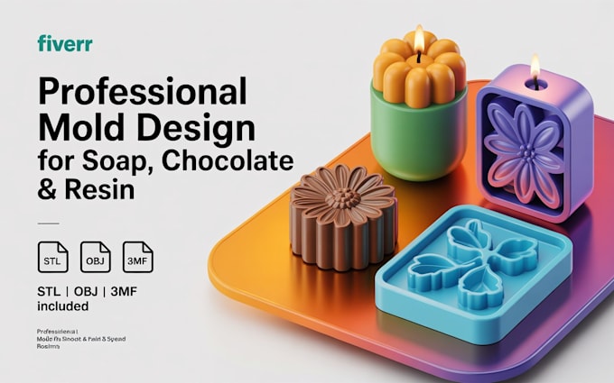 do 3d models, silicone molds for wax, candle and chocolate mold design with stl