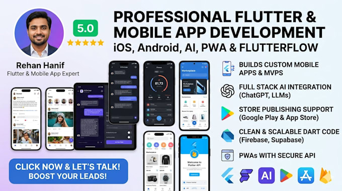 do flutter app development, mobile app development, pwa