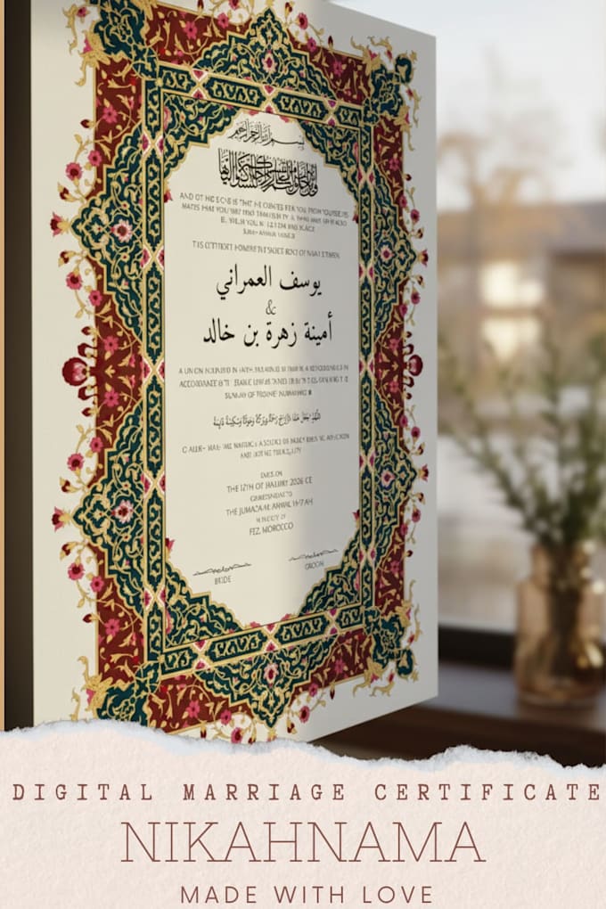 design nikahnama or marriage certificate without colors