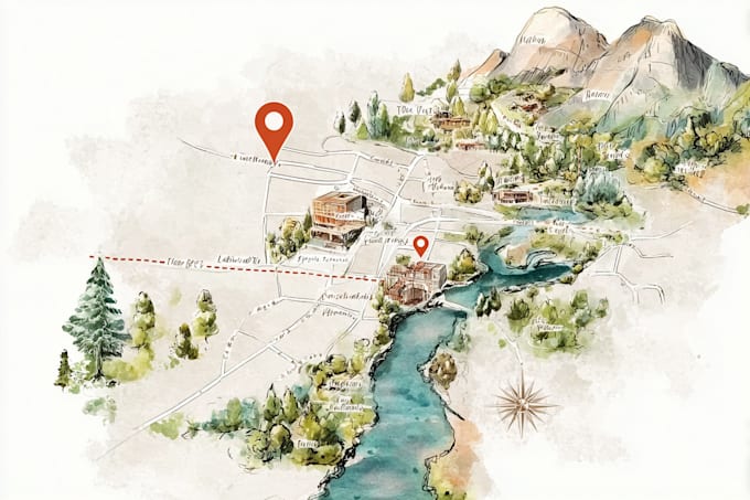 create a custom wedding or venue map in watercolor style
