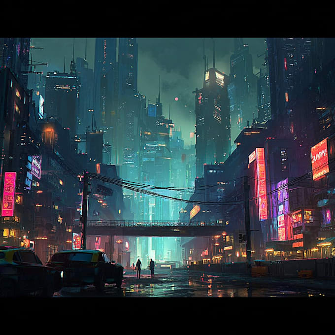 Do futuristic cyberpunk city art background art for you by Rodolfdard ...
