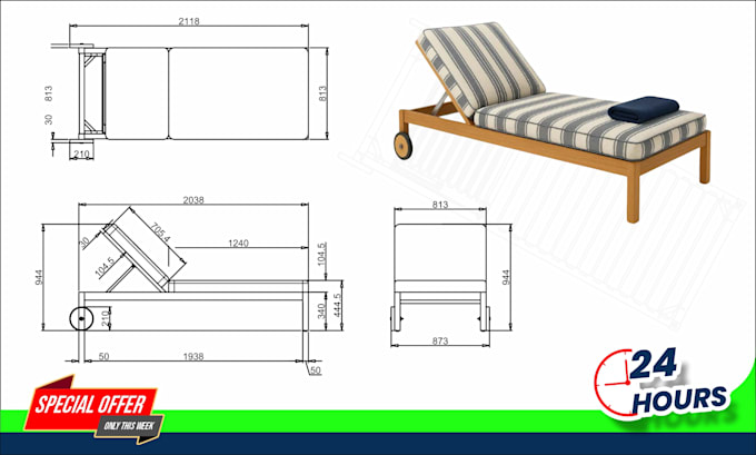 do furniture technical cad drawings for manufacture