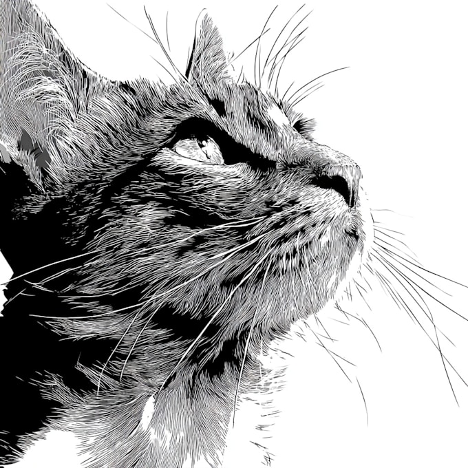 draw animal or pet vector in black and white