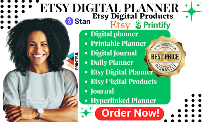 etsy digital planner, hyperlinked planner, etsy digital product, digital journal