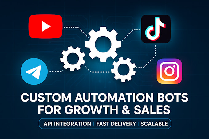 develop automation bots for youtube, tiktok shop telegram instagram aip bot