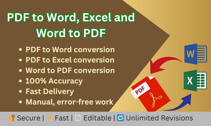 Convert pdf to word, excel, and word, excel to pdf by Jauharali09 | Fiverr