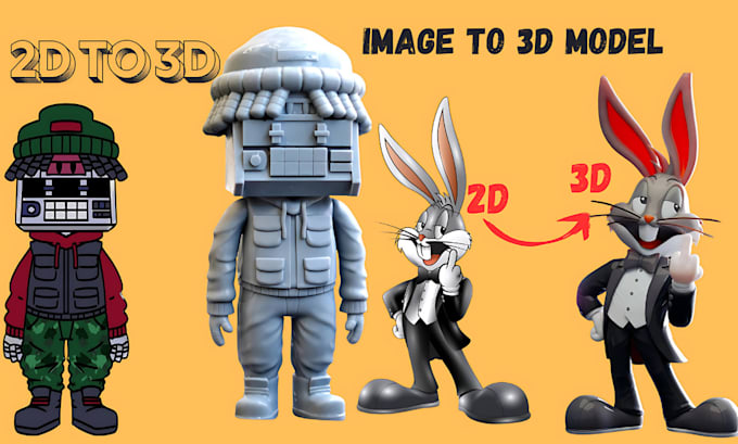 convert 2d to 3d custom full body character model from picture for 3d printing