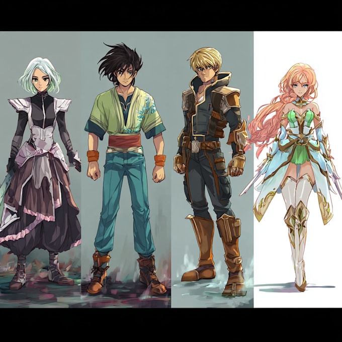 design full body anime style characters for roleplaying