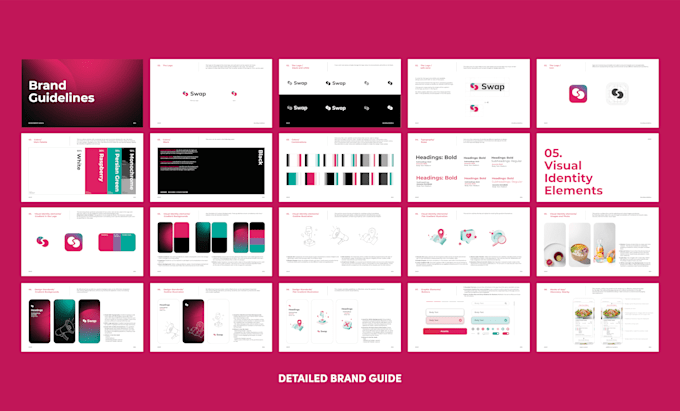 design logobook or brand guidelines with identity system