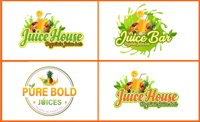 do vintage juice bar fruit minimalist logo design for your business