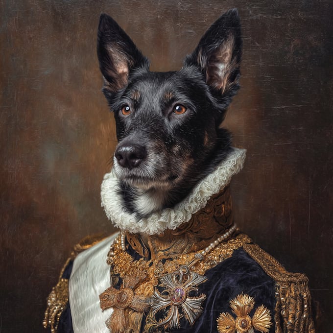 create royal pet portrait in high quality