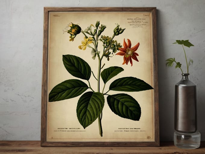 create a beautiful vintage botanical illustration poster