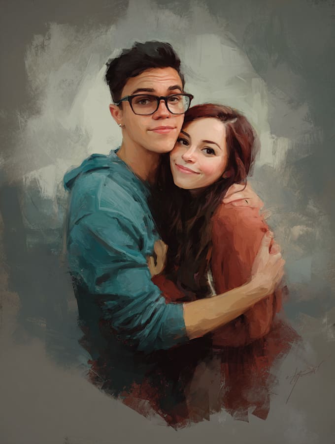 draw anime couple portrait