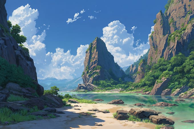 make anime background and environment concept art