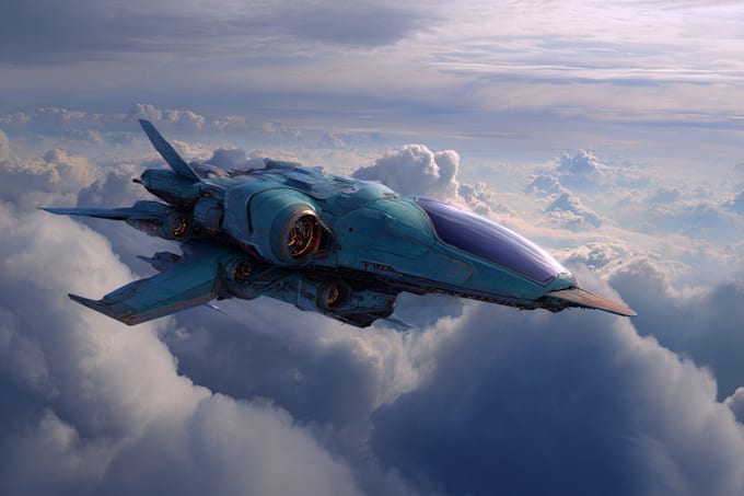 design spaceship, vehicle sci fi illustration and sci fi art