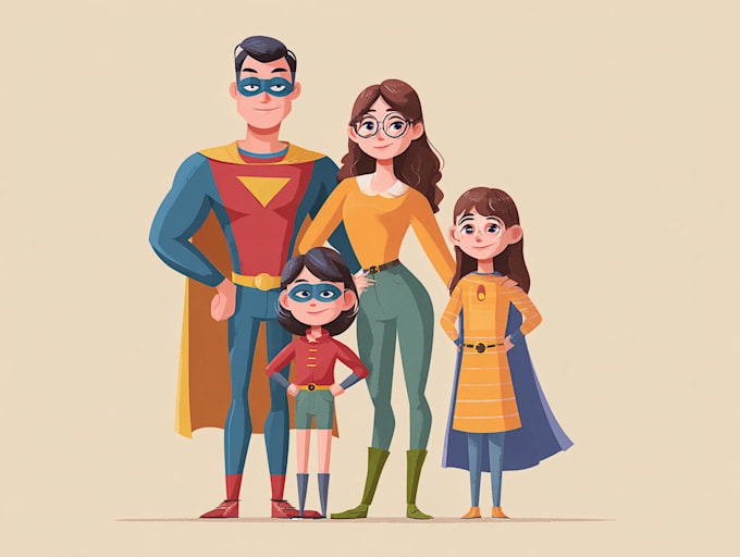 make a family superhero portraits for you