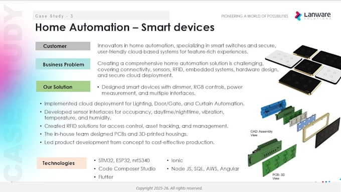 develop nrf52, stm32, esp32 firmware, iot dashboard and pcb