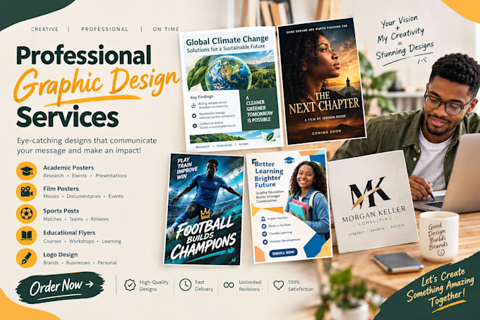 design academic school, film poster, sport post, logo design, educational flyers