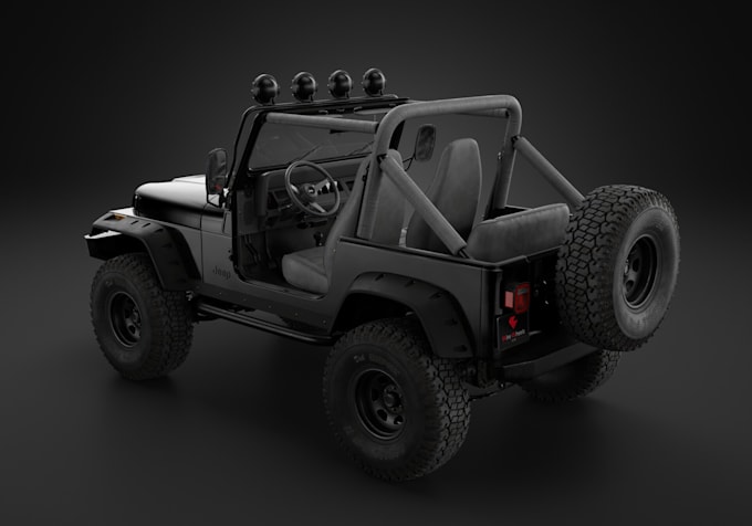 use a ue5 for 3d realistic jeep wrangler, suv car realistic render, car interior