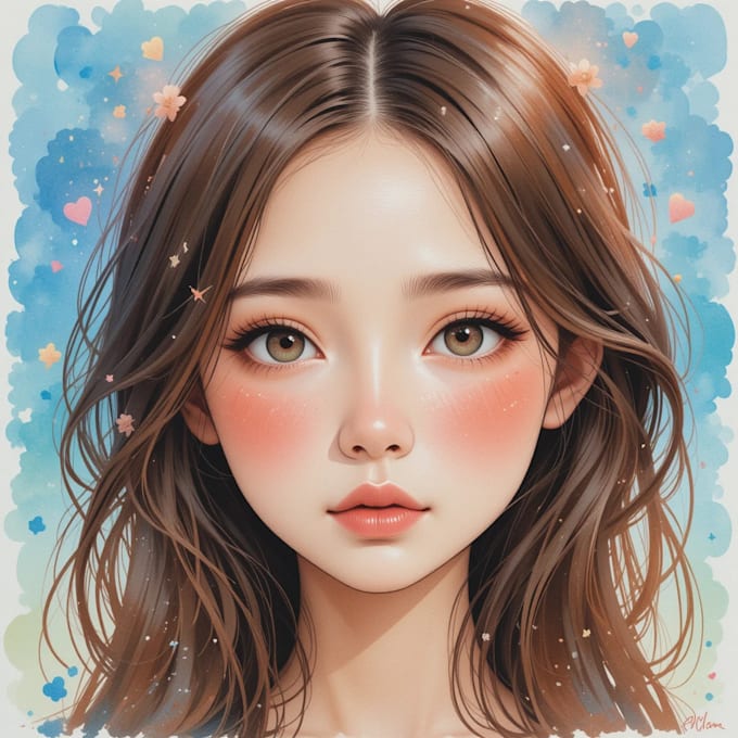 paint cute watercolor portrait