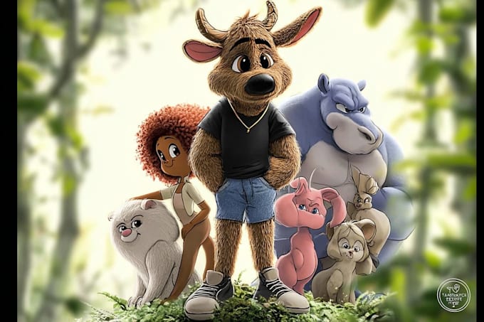 draw custom animal cartoon illustration