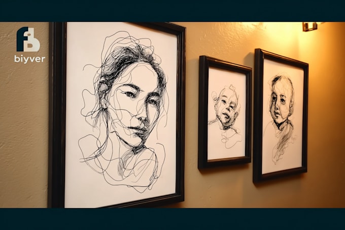 make scribble art, abstract line portrait