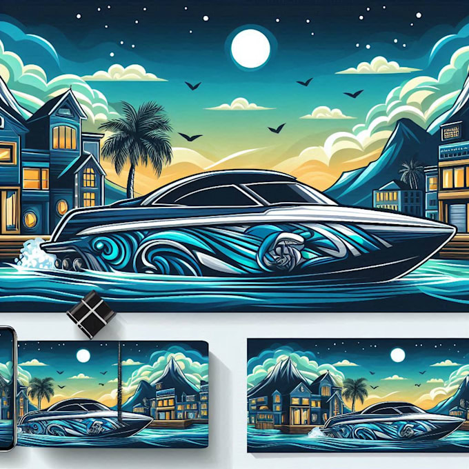 create professional vehicle wrap design, boat wrap, car wrap