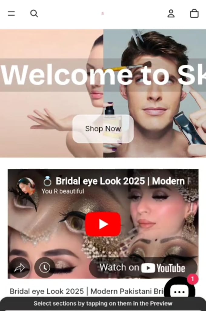 design or fix shopify website header, footer, mega menu,