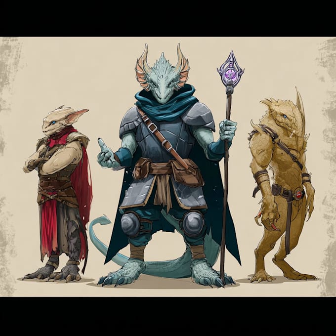 Diseño de personaje de fantasía de dnd y arte conceptual de monstruo