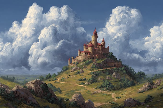 draw a flat vector landscape illustration