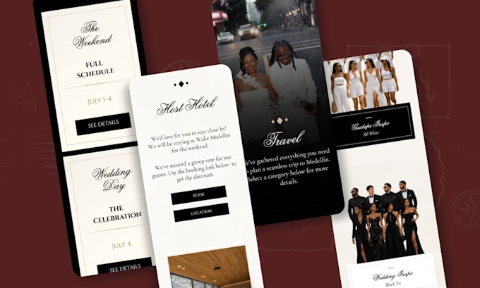 design luxury destination wedding website with travel rsvp