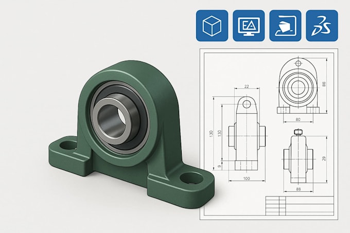 Do 3d cad model mechanical product design 2d drawing rendering using ...
