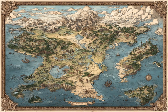 make a fantasy map illustrations for your project