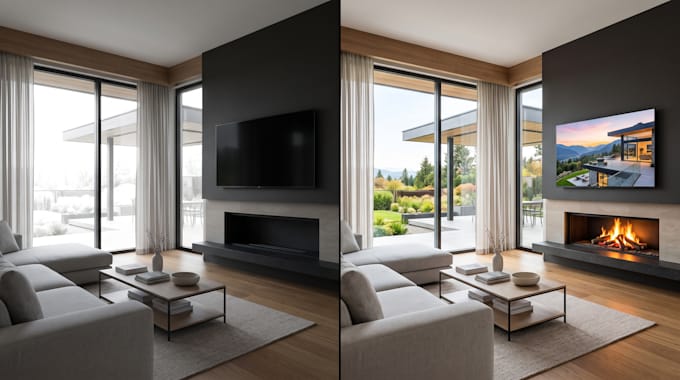 real estate photo editing, photoshop retouch, sky change and grass replacement