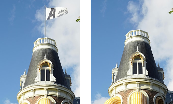 do quick retouch, remove person or object, sign, remove scar