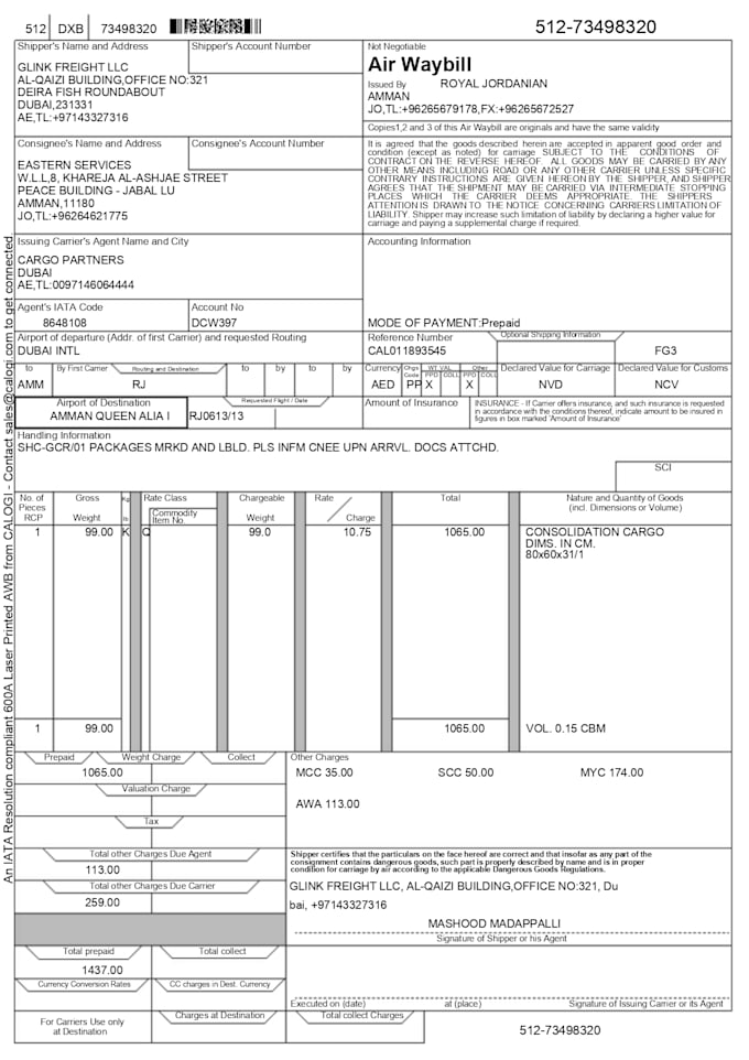 assist with awb creation and boe documentation for export shipments