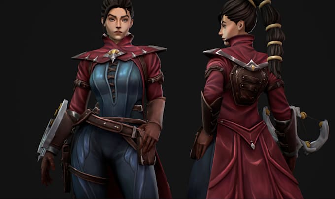 port 3d low poly dnd game model, modular character, cyber punk,  sci fi model