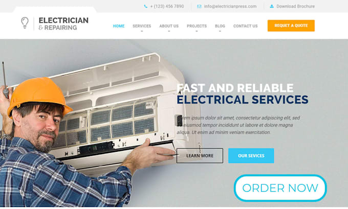 build electrical repair electrician electrical company contractor website
