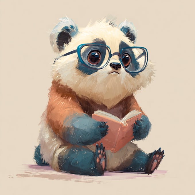 draw cute cartoon characters, animal in less